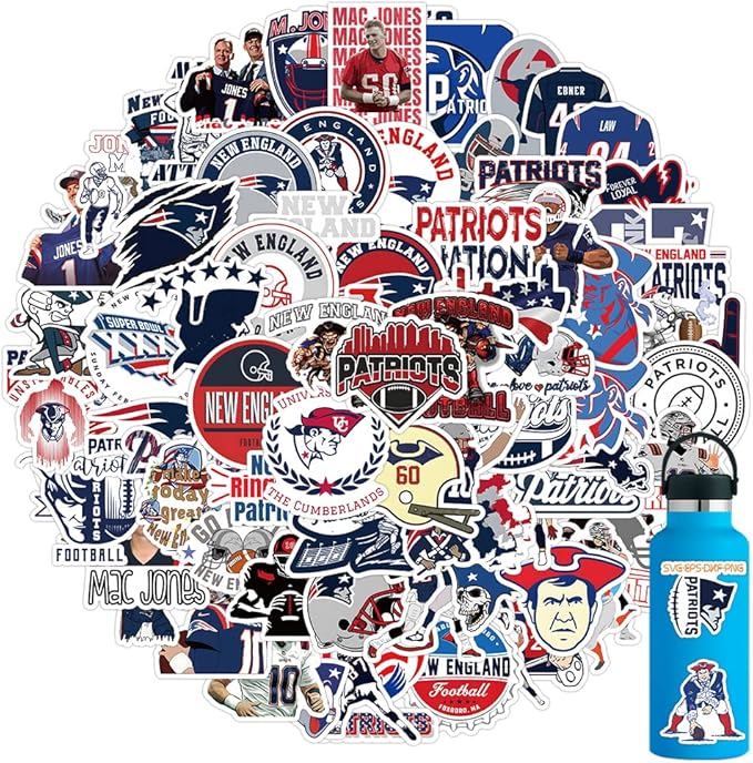 104pc Football Rugby Stickers - Patriots - Online Swap Meet