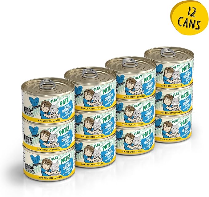 Weruva B.F.F. Play - Best Feline Friend Paté Lovers, Aw Yeah!, Chicken Checkmate with Chicken, 2.8oz Can (Pack of 12) - Online Swap Meet