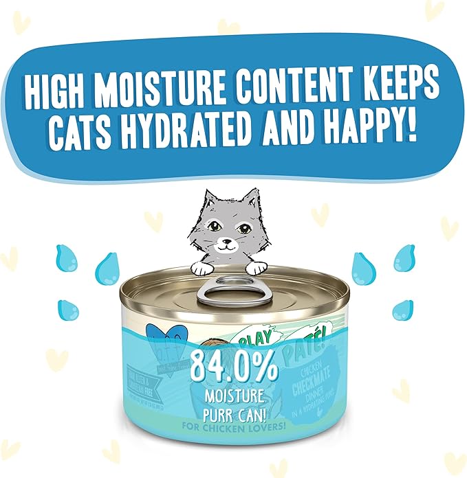 Weruva B.F.F. Play - Best Feline Friend Paté Lovers, Aw Yeah!, Chicken Checkmate with Chicken, 2.8oz Can (Pack of 12) - Online Swap Meet