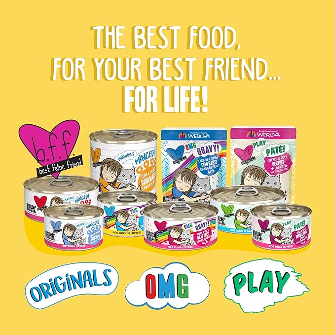Weruva B.F.F. Play - Best Feline Friend Paté Lovers, Aw Yeah!, Chicken Checkmate with Chicken, 2.8oz Can (Pack of 12) - Online Swap Meet