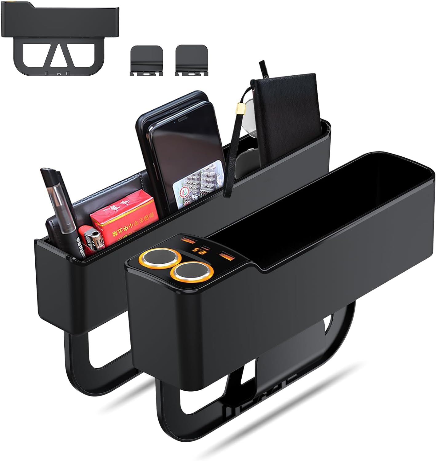 Car Seat Gap Filler Organizer, 75W Charging, Storage Box, 2 Pack (Large) - Online Swap Meet
